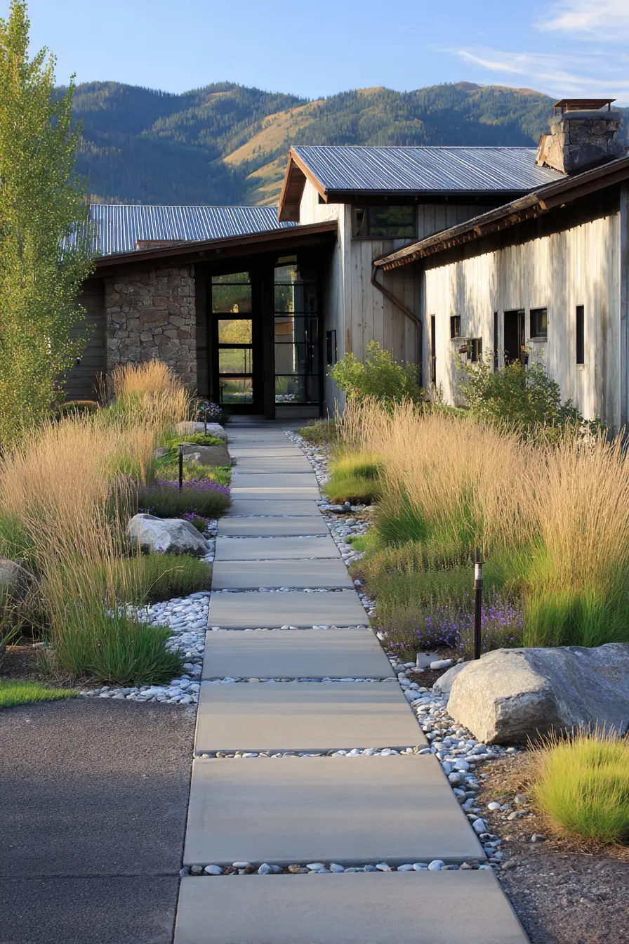 Linear Concrete Pathway with Natural Landscaping