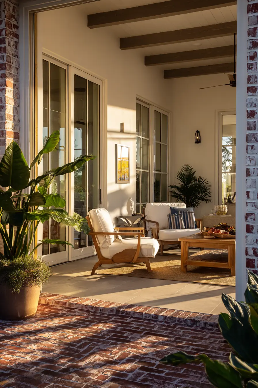 Brick and Stone Pavers Framing a Cozy Porch