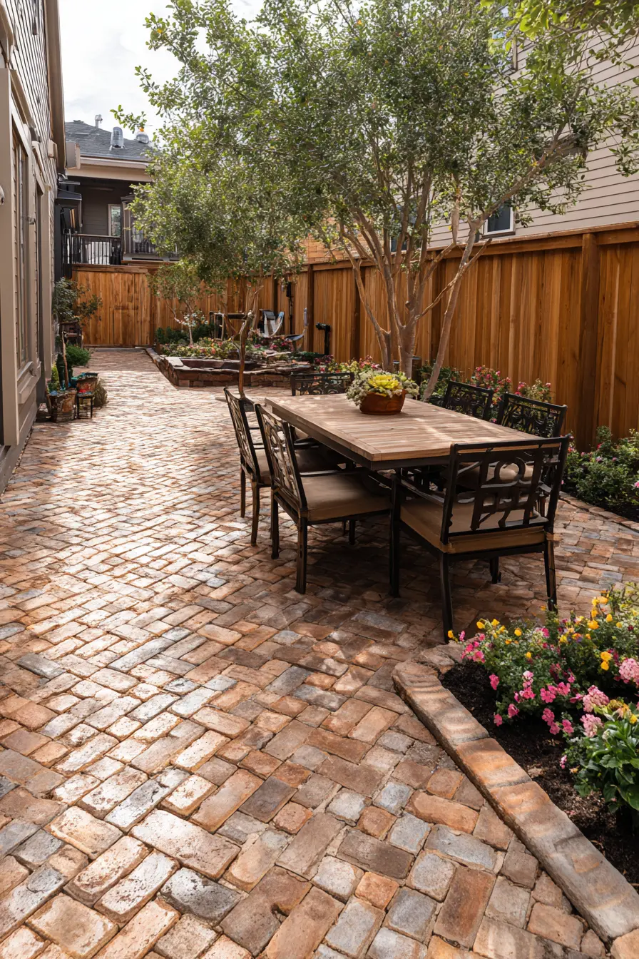 Rustic Brick Paver Courtyard Patio