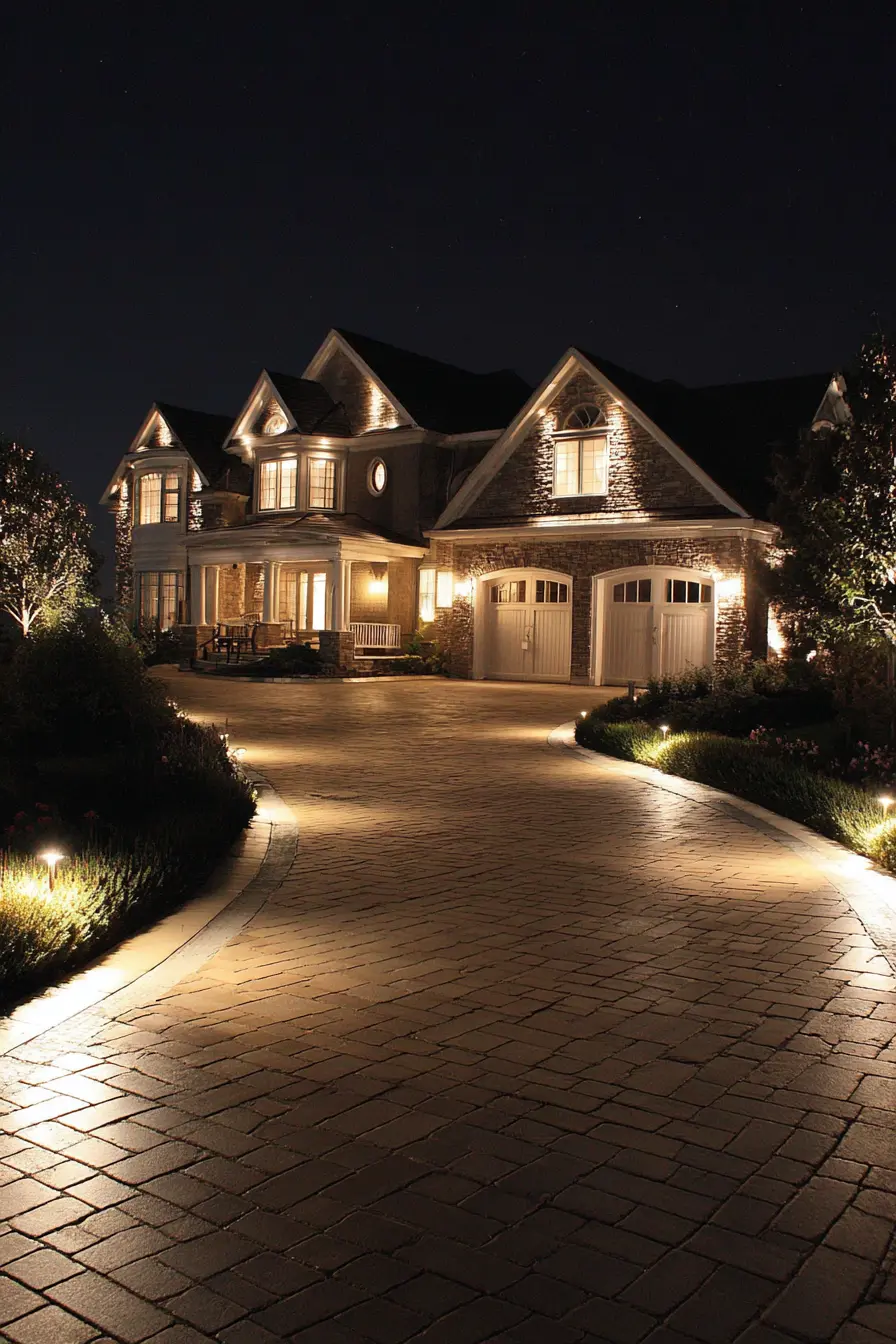 Subtle In-Ground Driveway Lighting