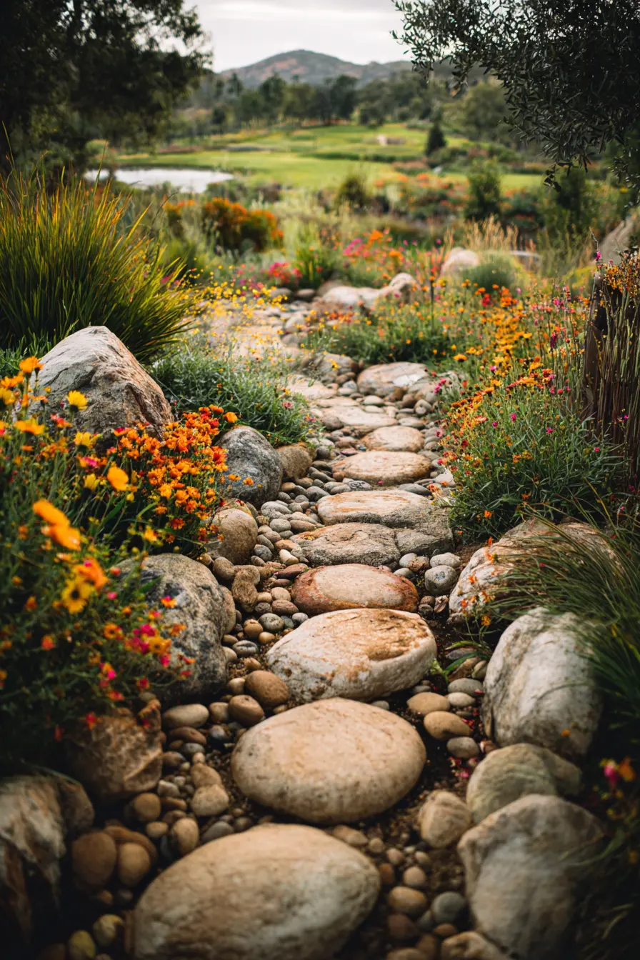 Pebble and Boulder Garden Path