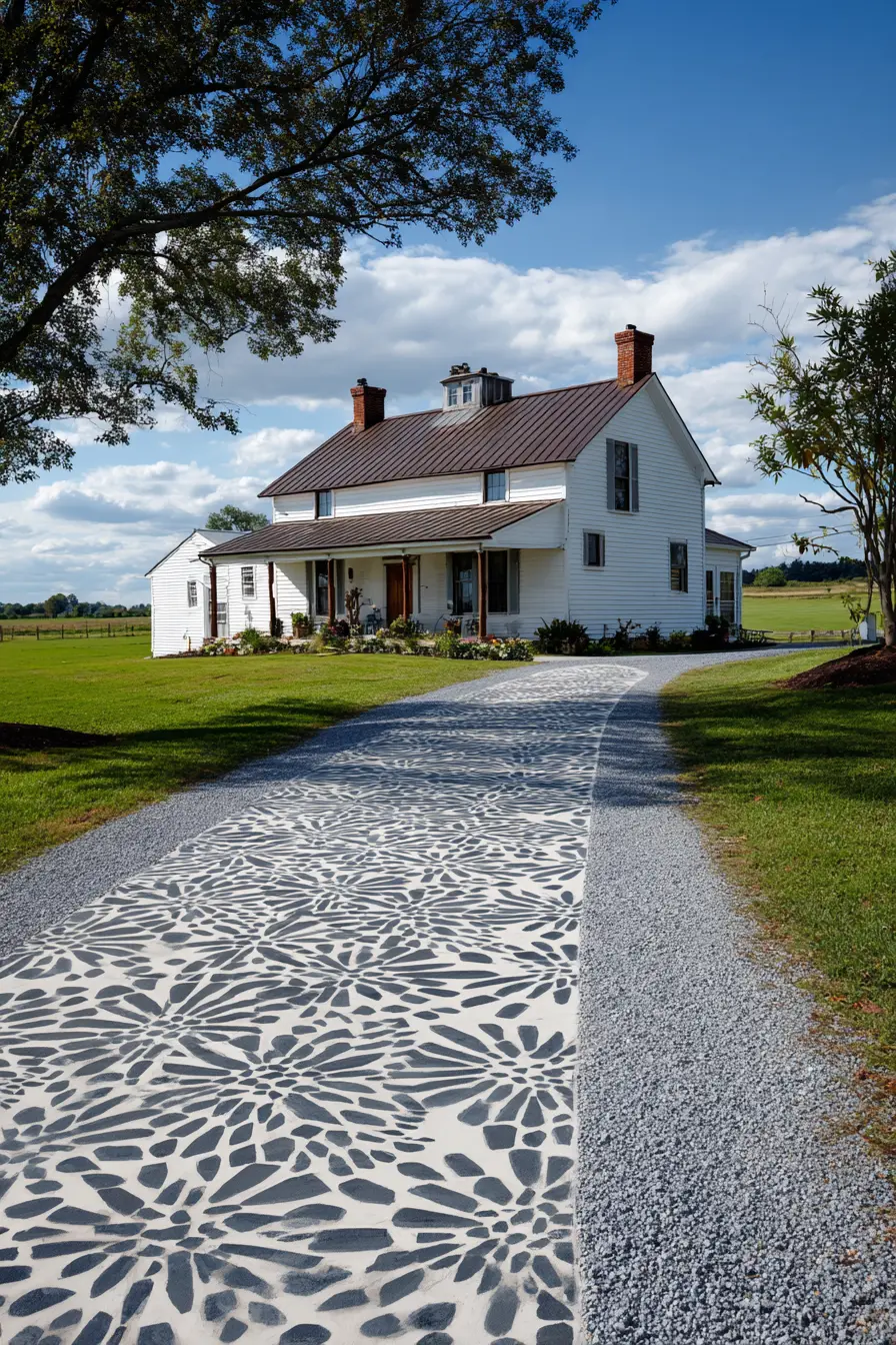 Patterned Driveway with Artistic Flair