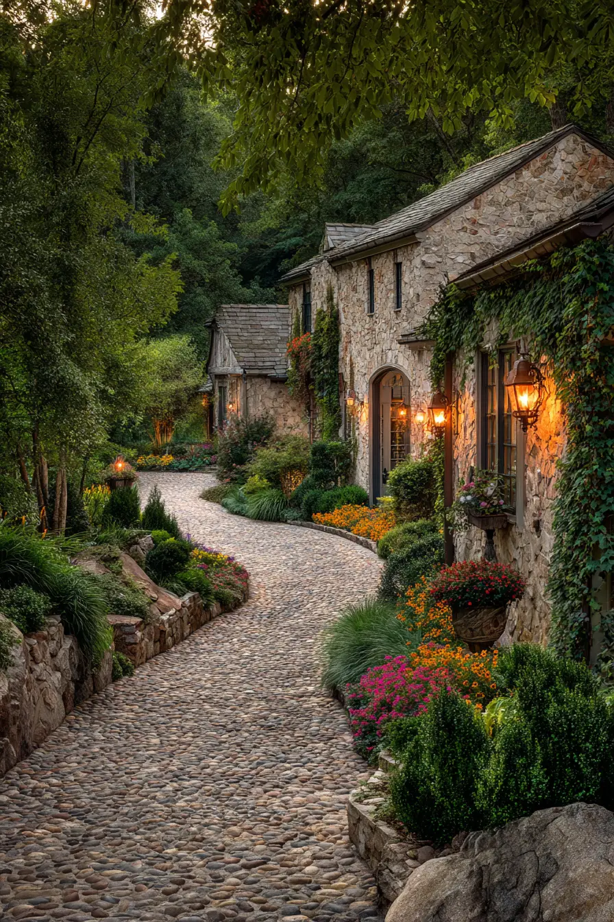 Cobblestone Driveway Cover with Cottage Charm