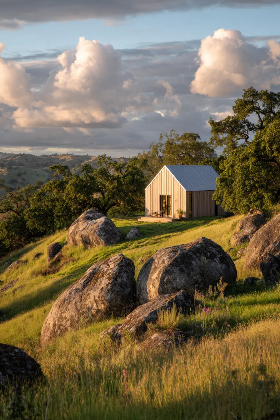 Natural Wood-Toned Metal Shed in a Scenic Setting