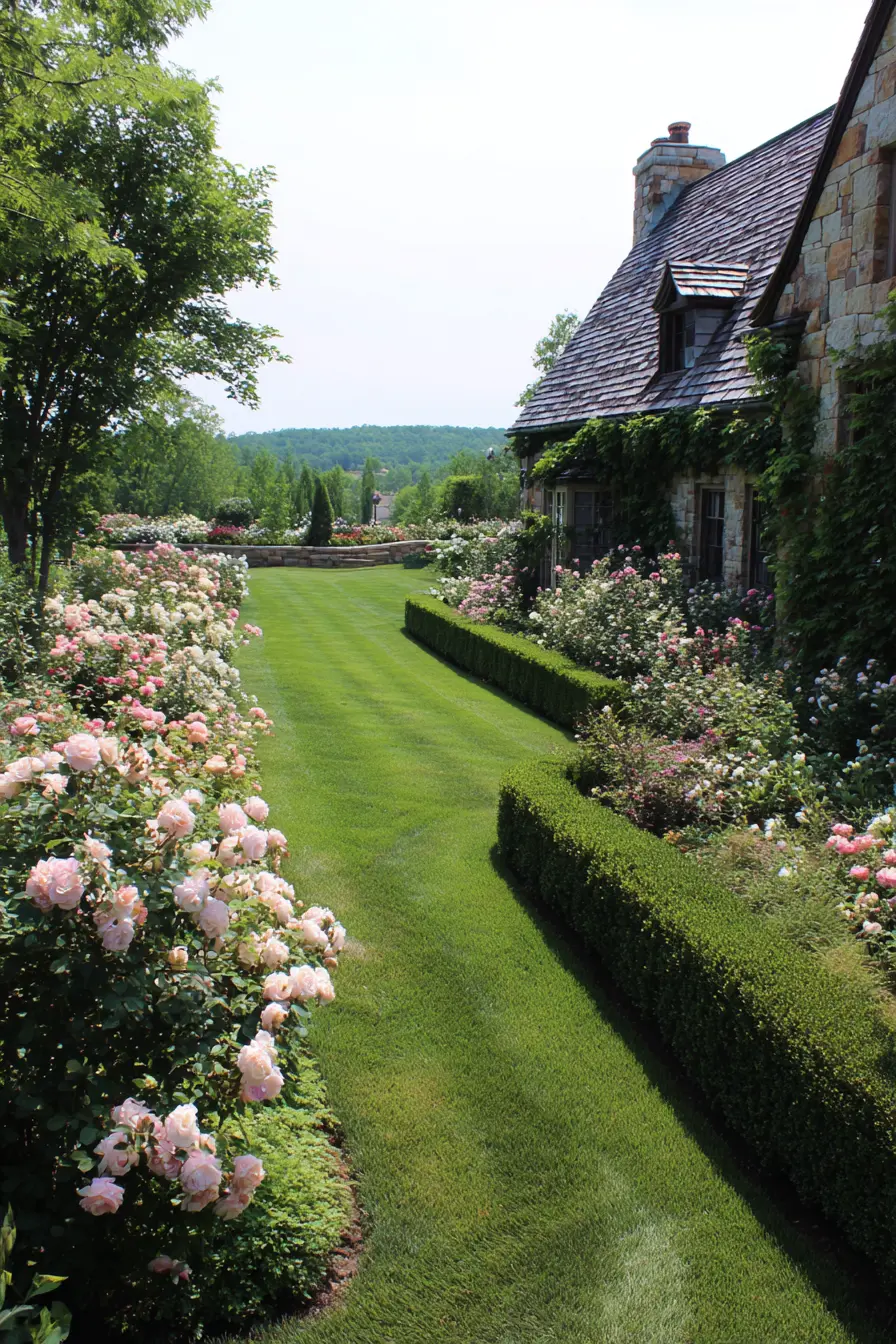 Boxwood Hedge Edging for a Refined Lawn Border
