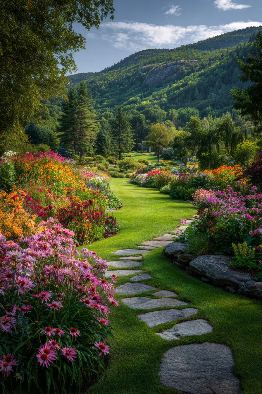 Stepping Stone Walkway Through a Colorful Meadow