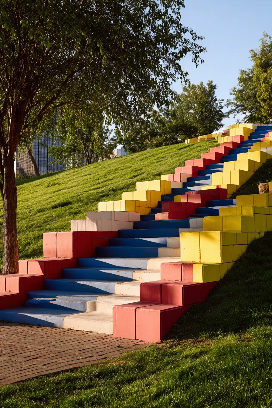 Playful Concrete Stairs with Bold Colors