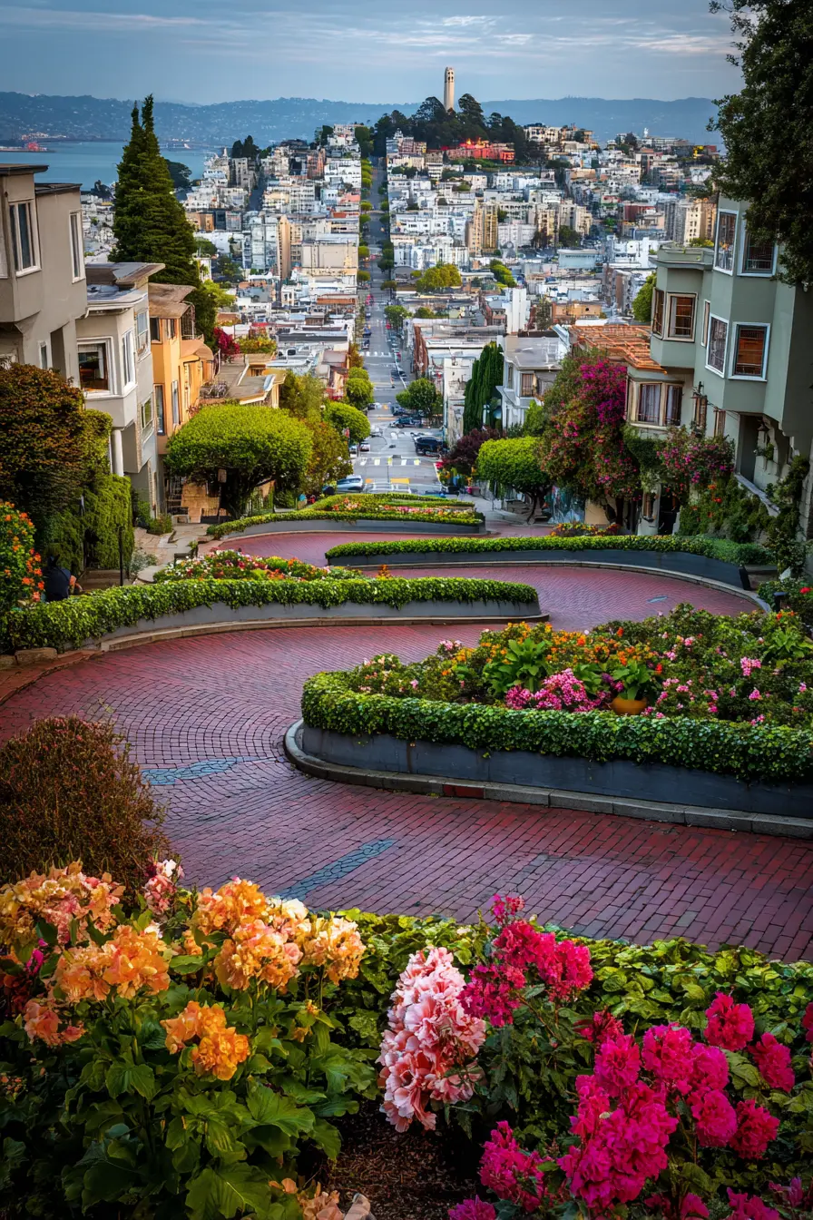 Iconic Curved Driveway with Floral Borders