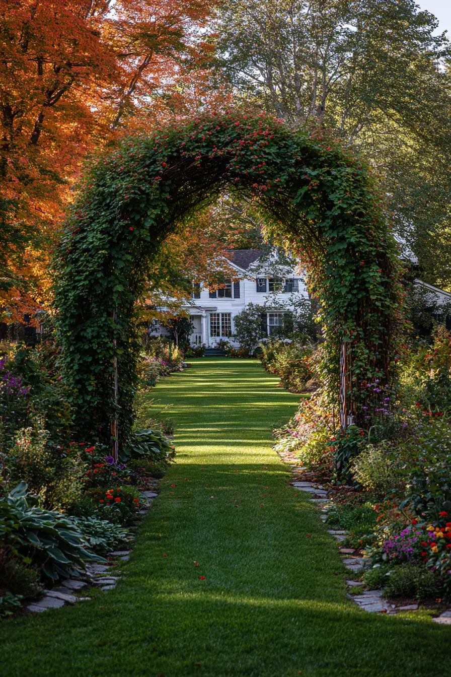 Shared Driveway with Garden Archway Charm