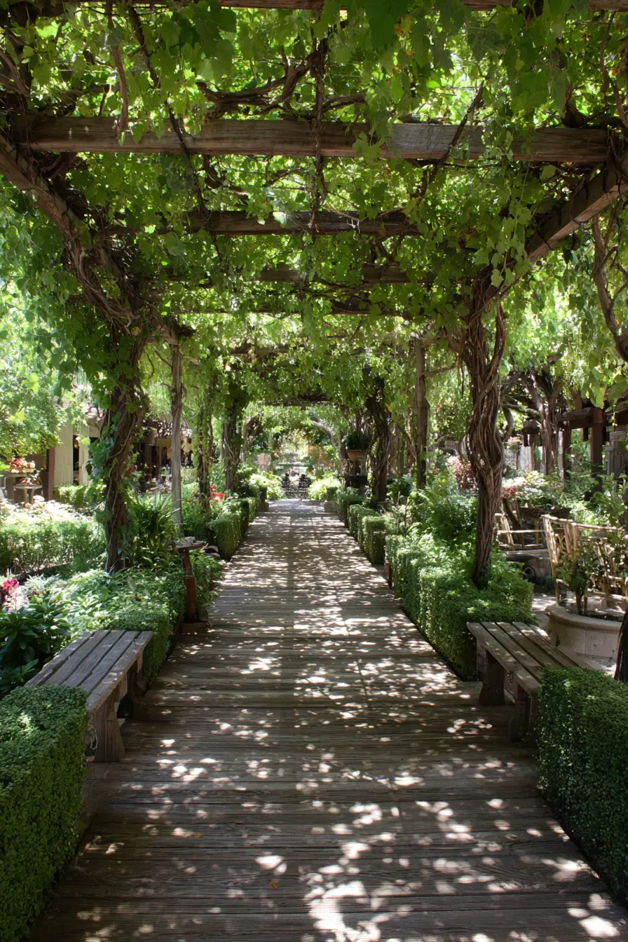 Grapevine Pergola Tunnel for Living Driveway Shade