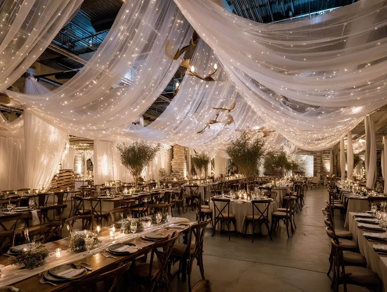 Create a Lighted Canopy with Fabric and String Lights