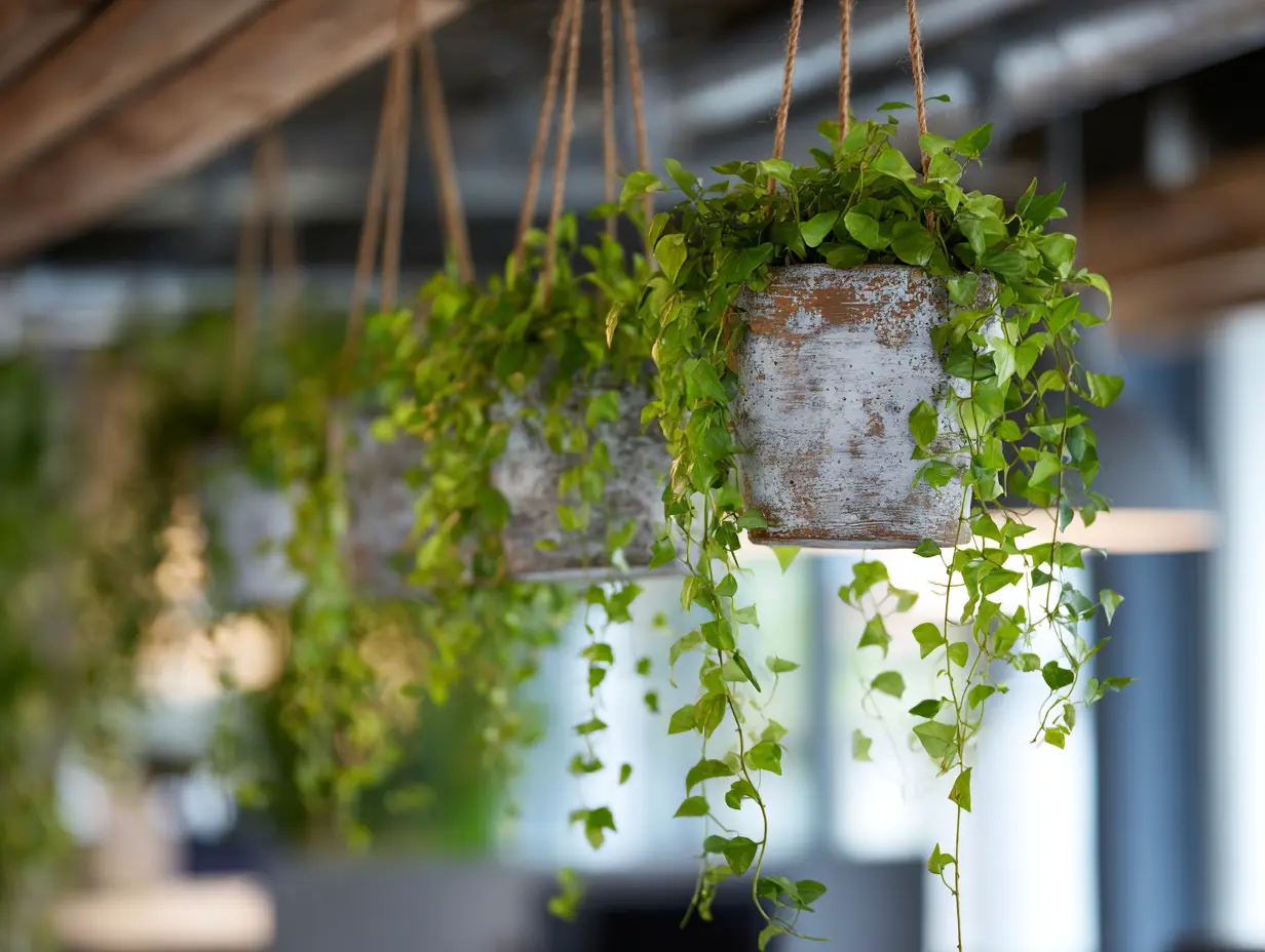 Install Pipes Along the Ceiling and Use Them to Hang Plants