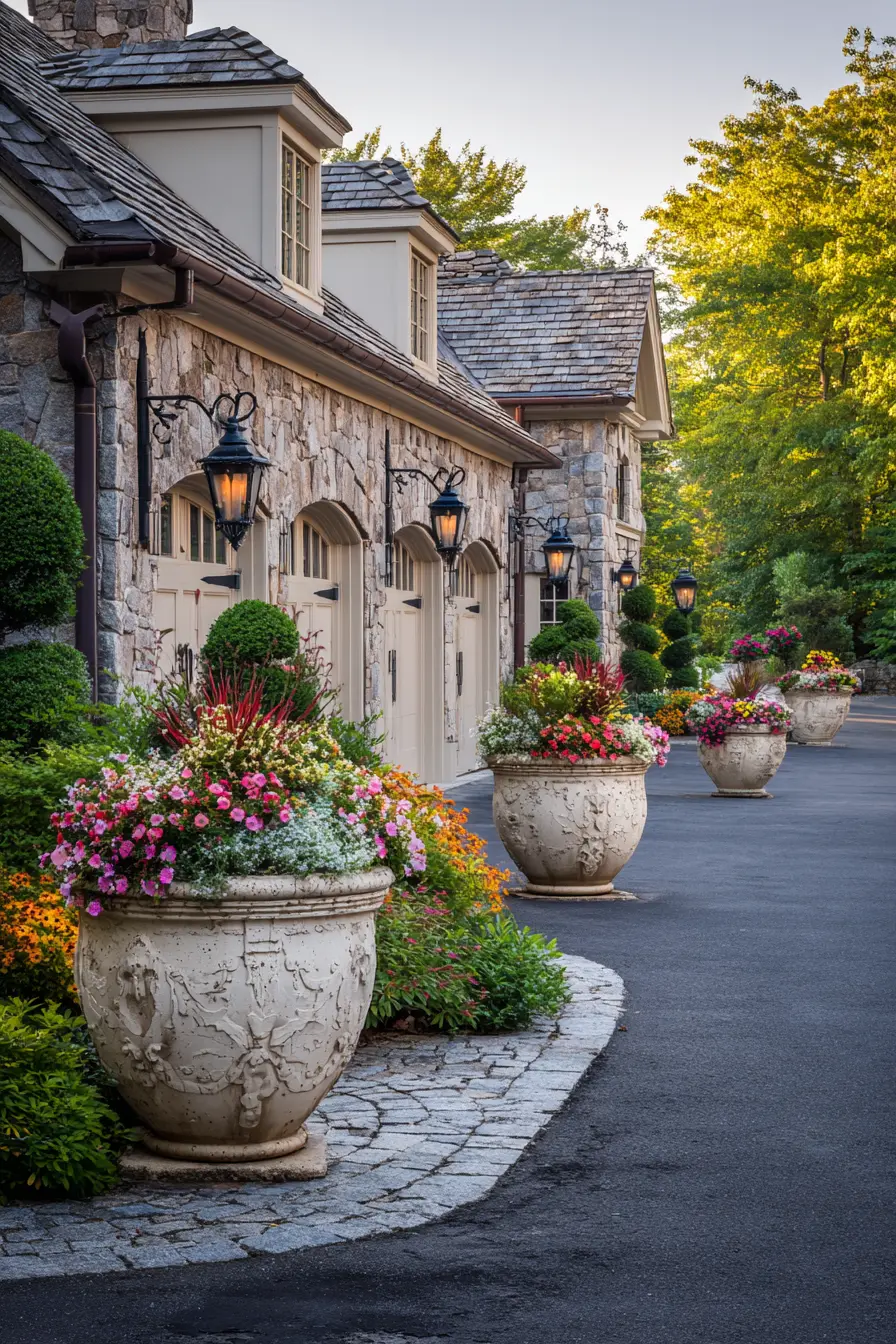 Decorative Planters as a Creative Driveway Barrier