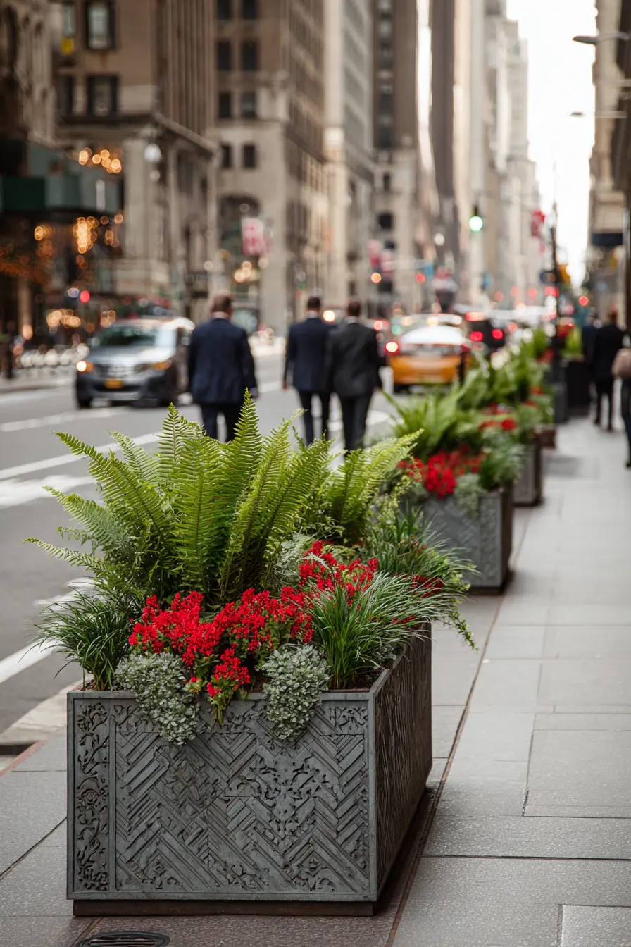 Decorative Planters with Lush Greenery