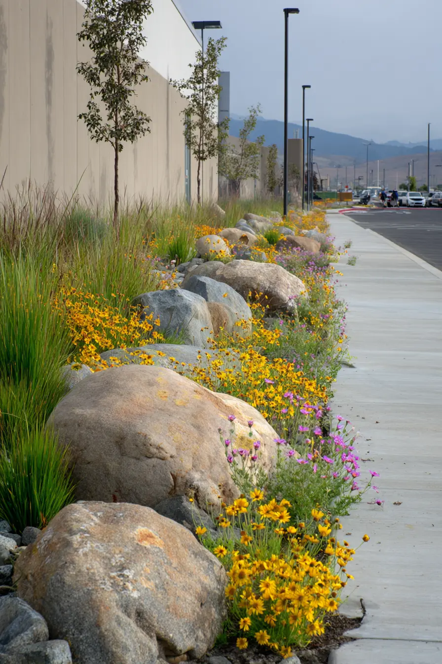 Boulder and Wildflower Sidewalk Border