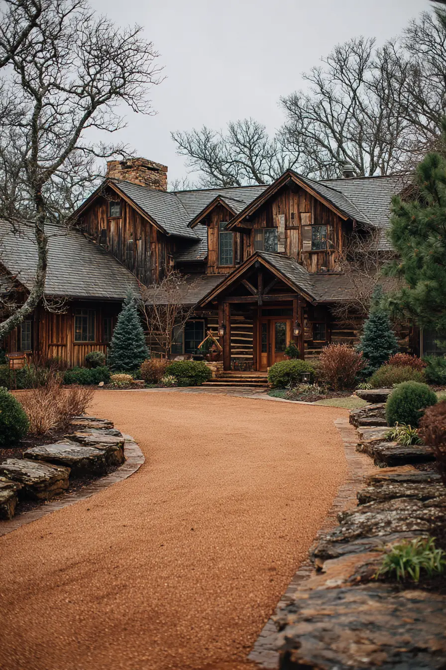 Warm Gravel Driveway for a Rustic Lodge Look