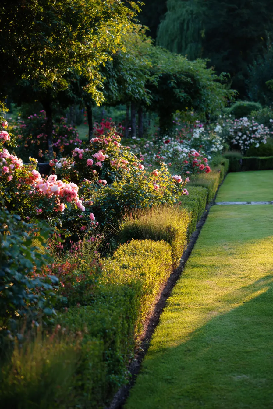 Mixed Hedge Edging with Rose Garden Borders