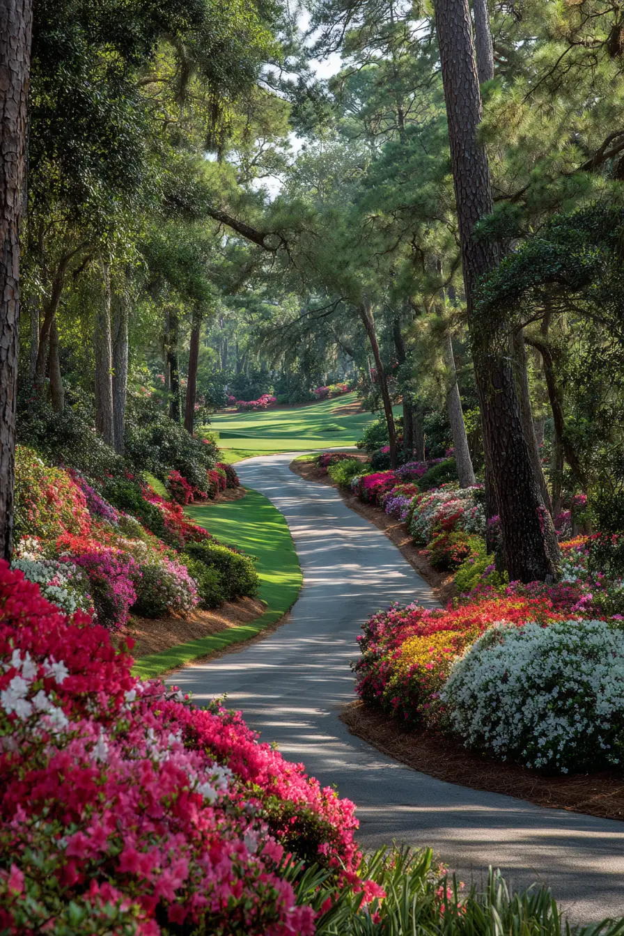 Garden Driveway with Blooming Pathway