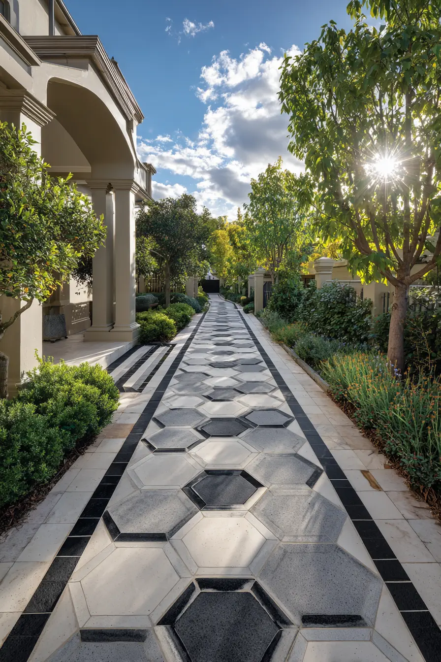 Modern Hexagon Walkway with Geometric Flair