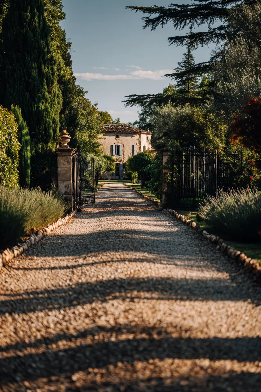 Elegant Gravel Driveway with Timeless Charm