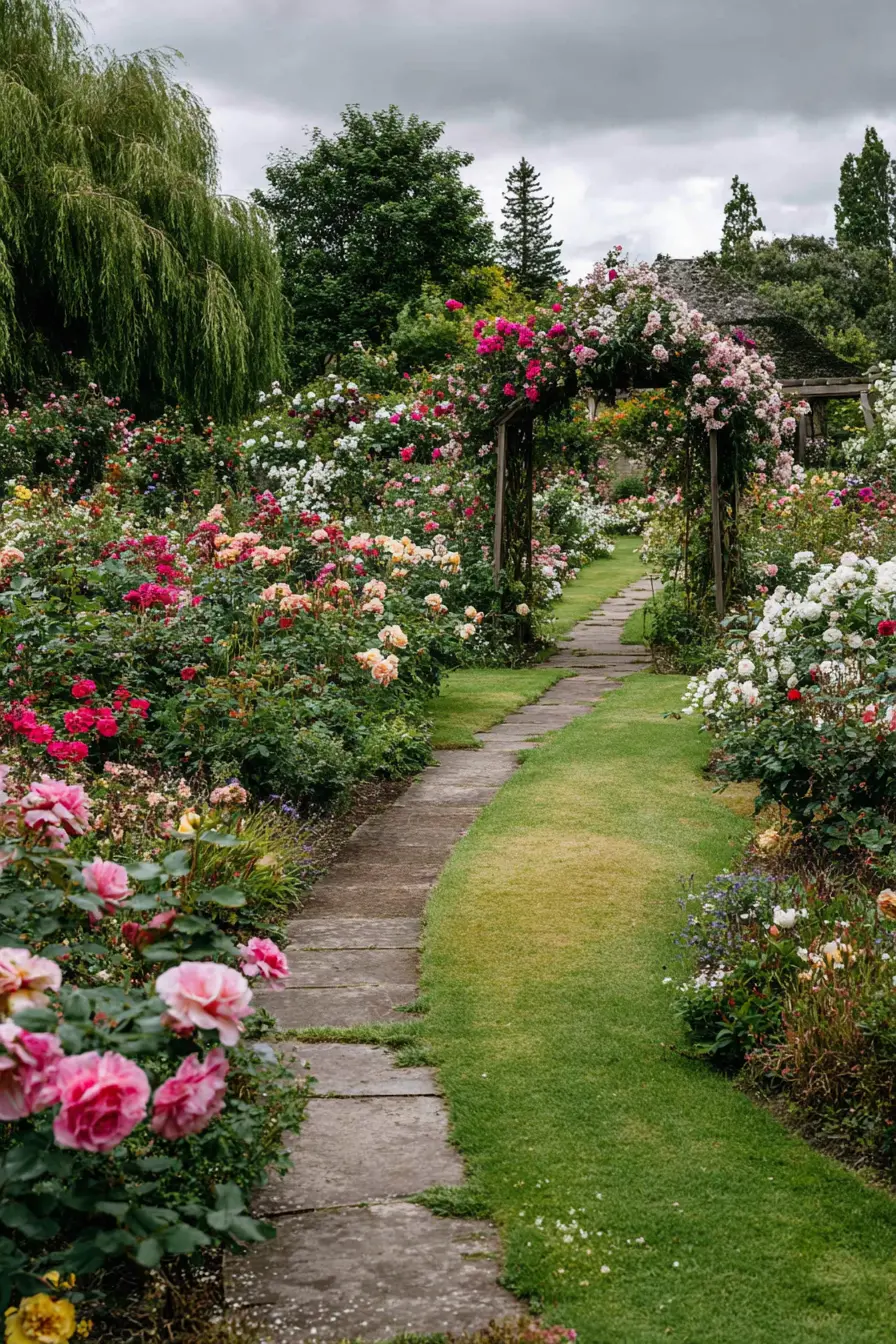 Rose Arch Pathway in a Cottage Garden