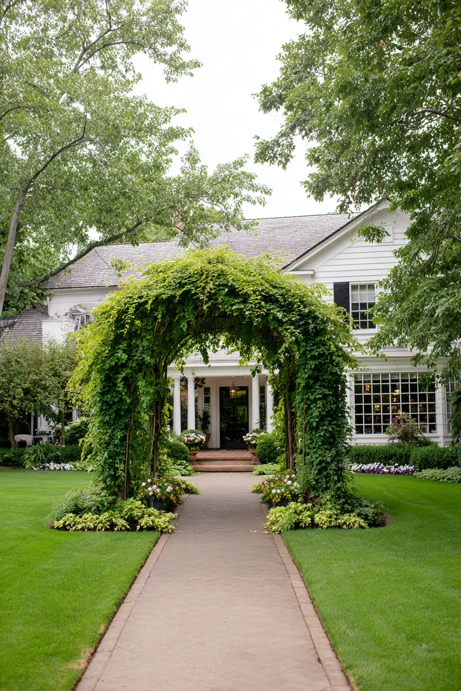 Green Archway Entry with Garden Drive Approach