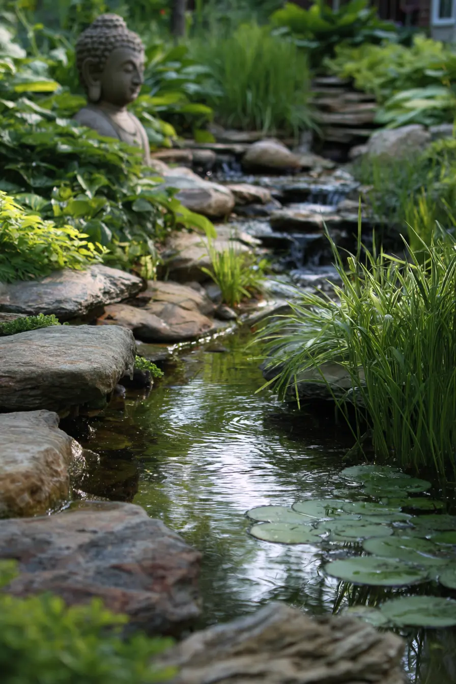 Tranquil Rock Border with Water Feature