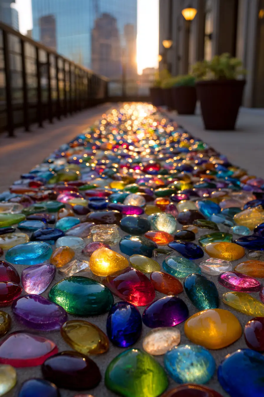 Sparkling Glass Stone Sidewalk