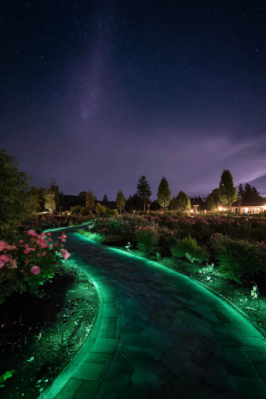 Glowing Garden Path Under the Stars