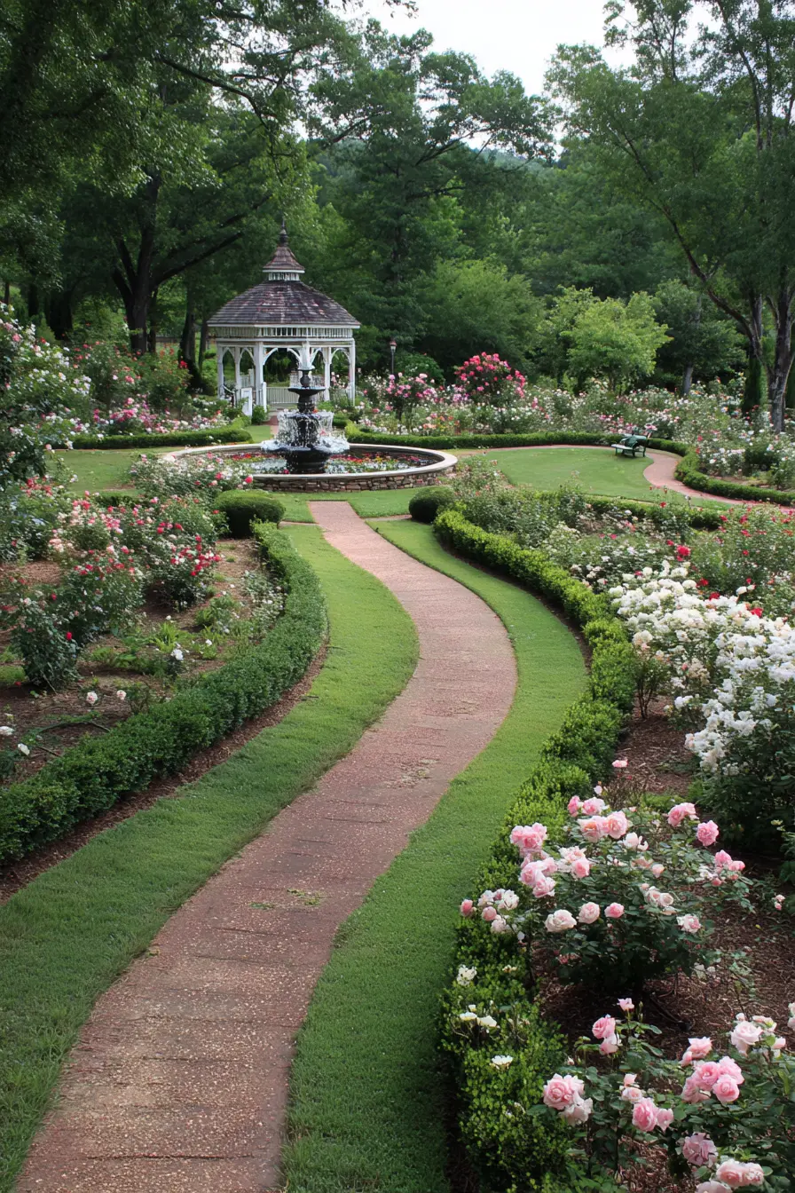 Garden Driveway with Fountain and Gazebo