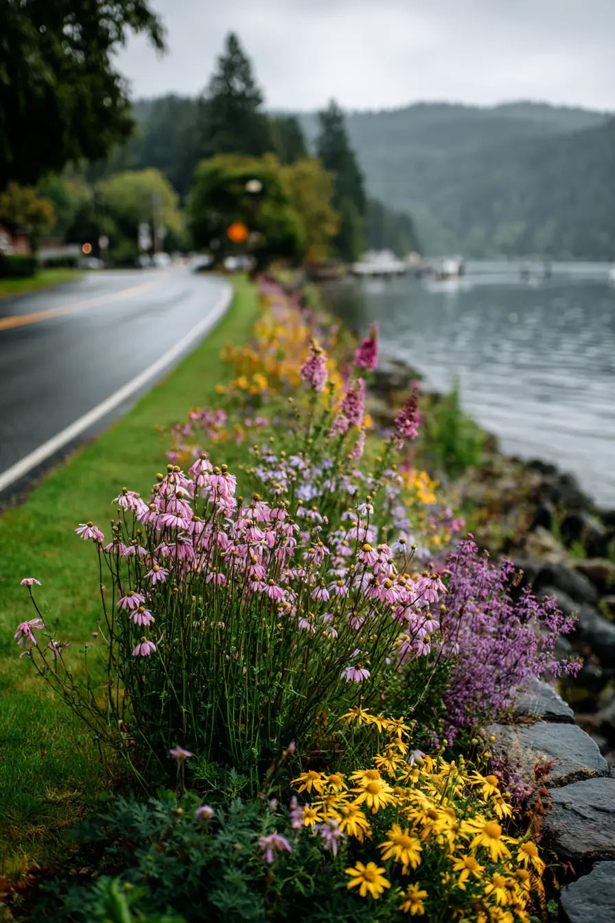 Ranch Driveway with Lakeside Wildflowers