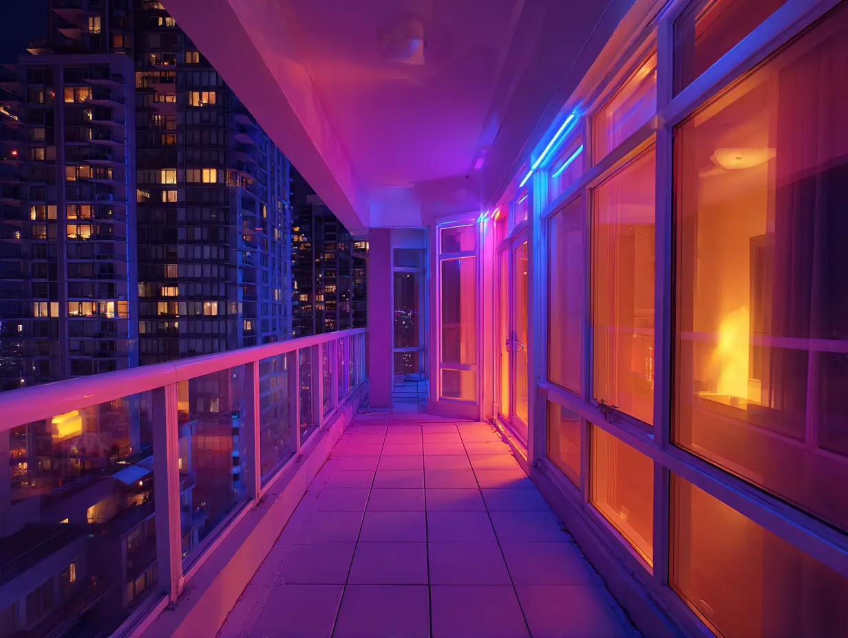 Light Up the Balcony Floor and Walls With Colorful LED Lights