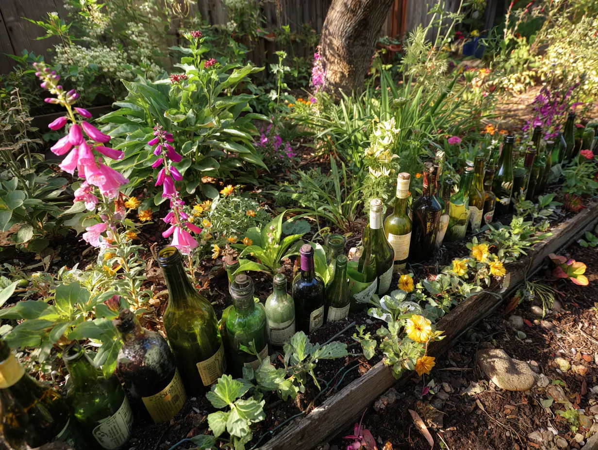 Upcycle Wine Bottles Into Garden Borders or Artistic Decor Items