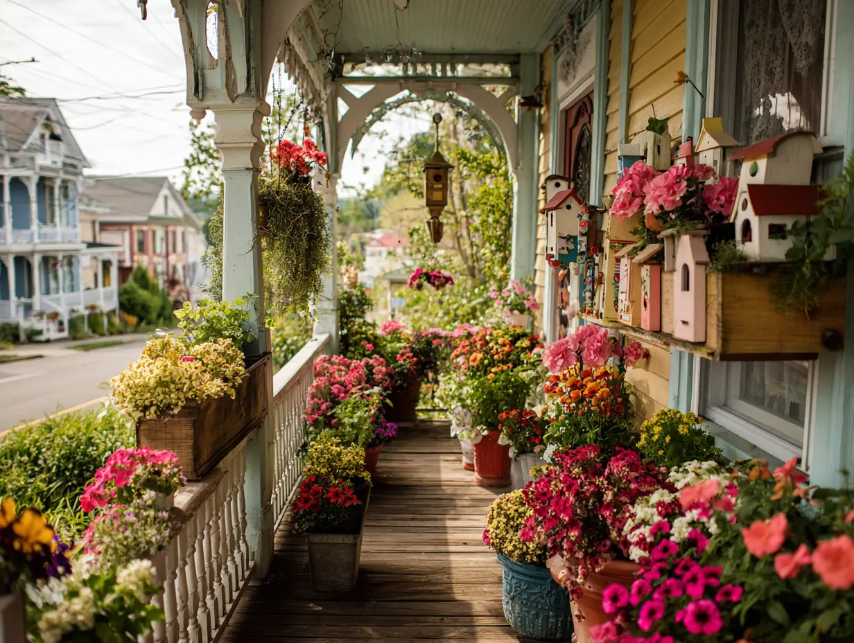 Use Attractive Flowers, Figurines and Small Birdhouses to Create a Fairytale Look