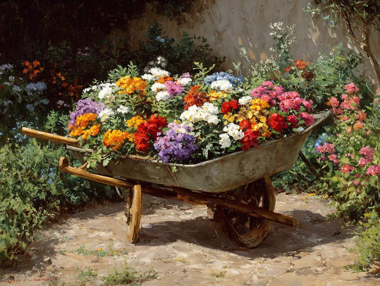Wheelbarrow Flower Garden