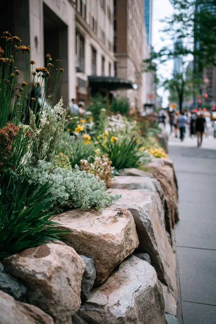 Stone-Edged Hellstrip with Natural Planting