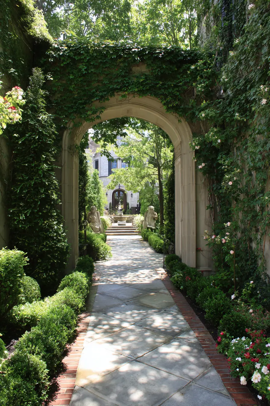 Stone Archway Entrance Wrapped in Greenery