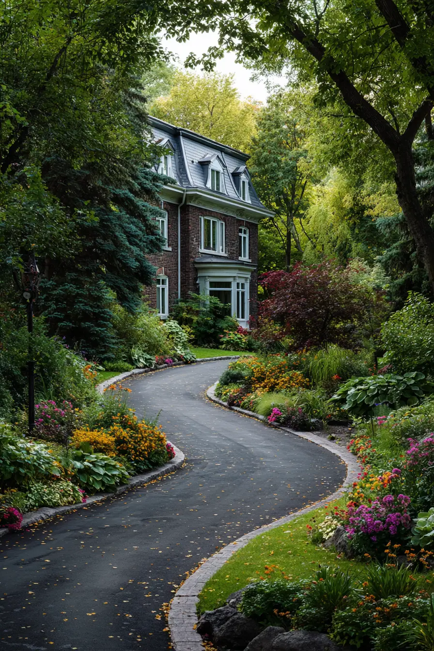 Curved Block Edged Driveway with Garden Borders