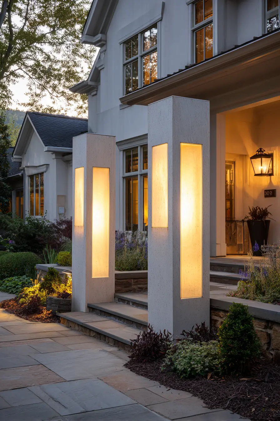 Modern Lighted Driveway Posts