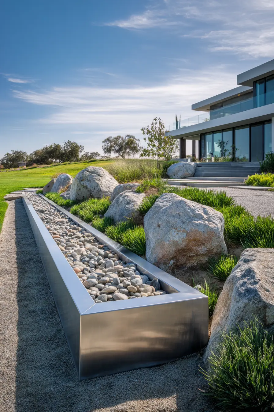 Contemporary Rock Border with Sleek Metal Touch