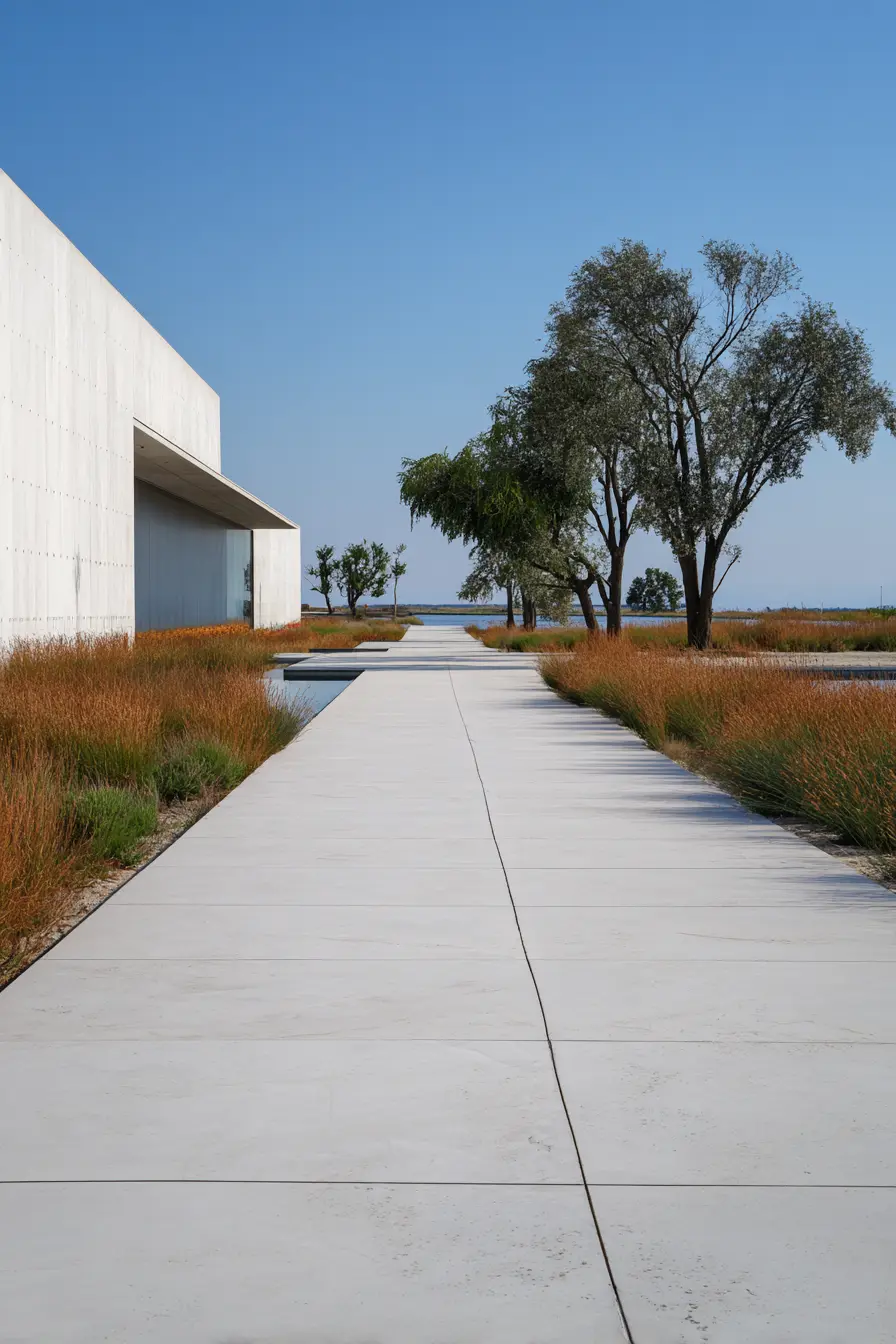 Modern Limestone Walkway with Minimalist Design