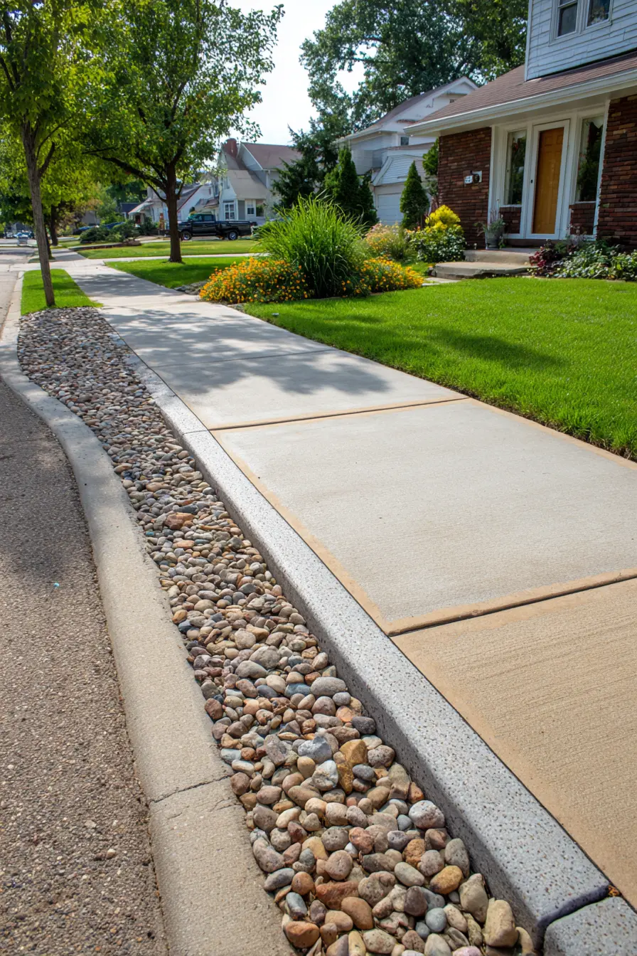 Shared Driveway with Pebble Drainage Detail