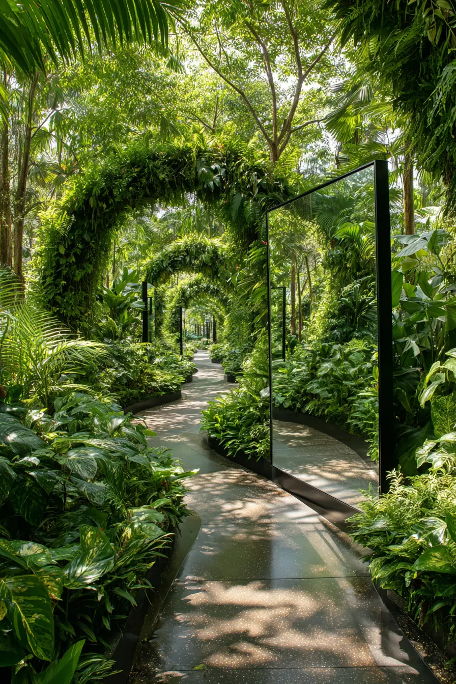 Tropical Driveway with Lush Green Arches