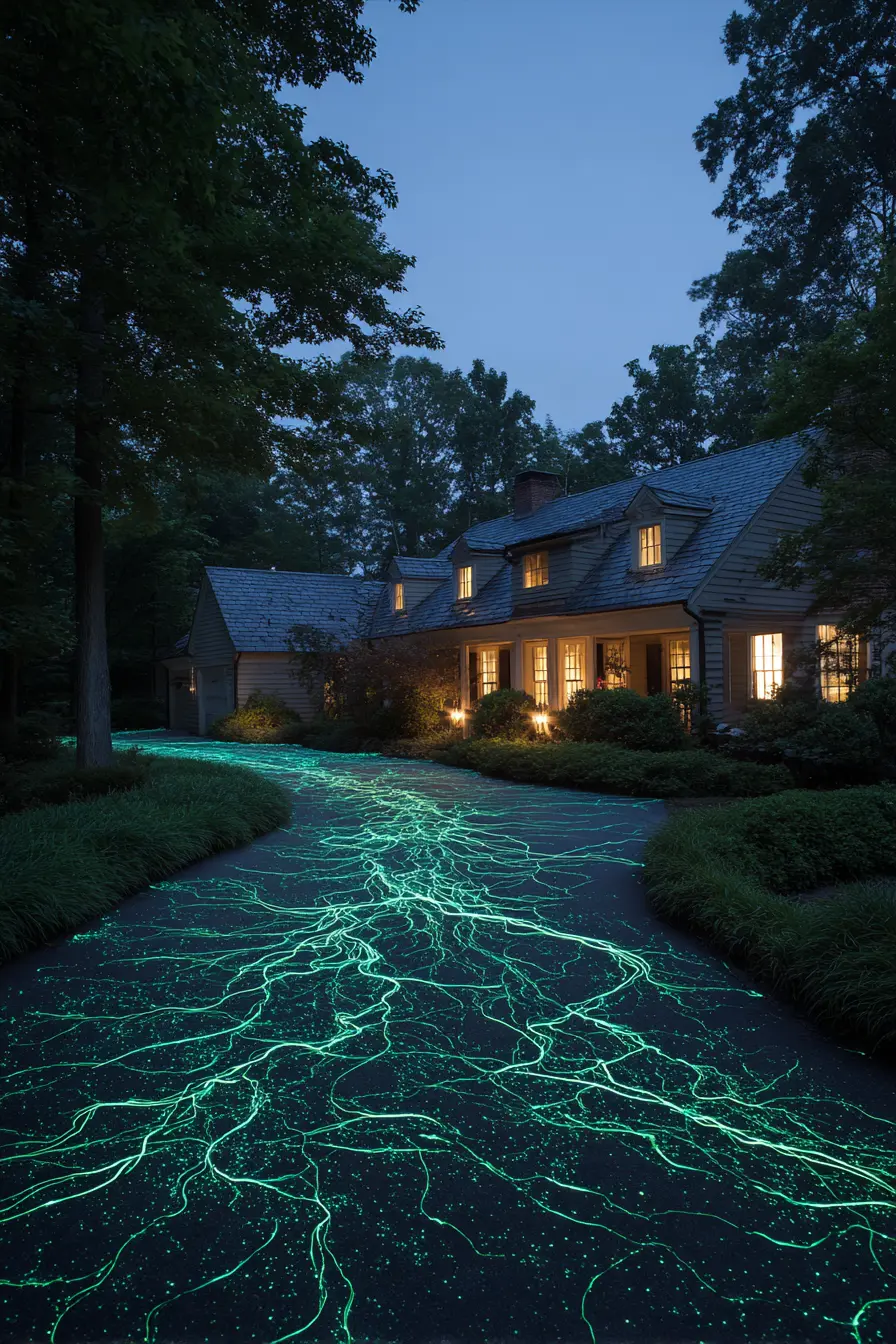 Glow-in-the-Dark Driveway Cover with Futuristic Flair