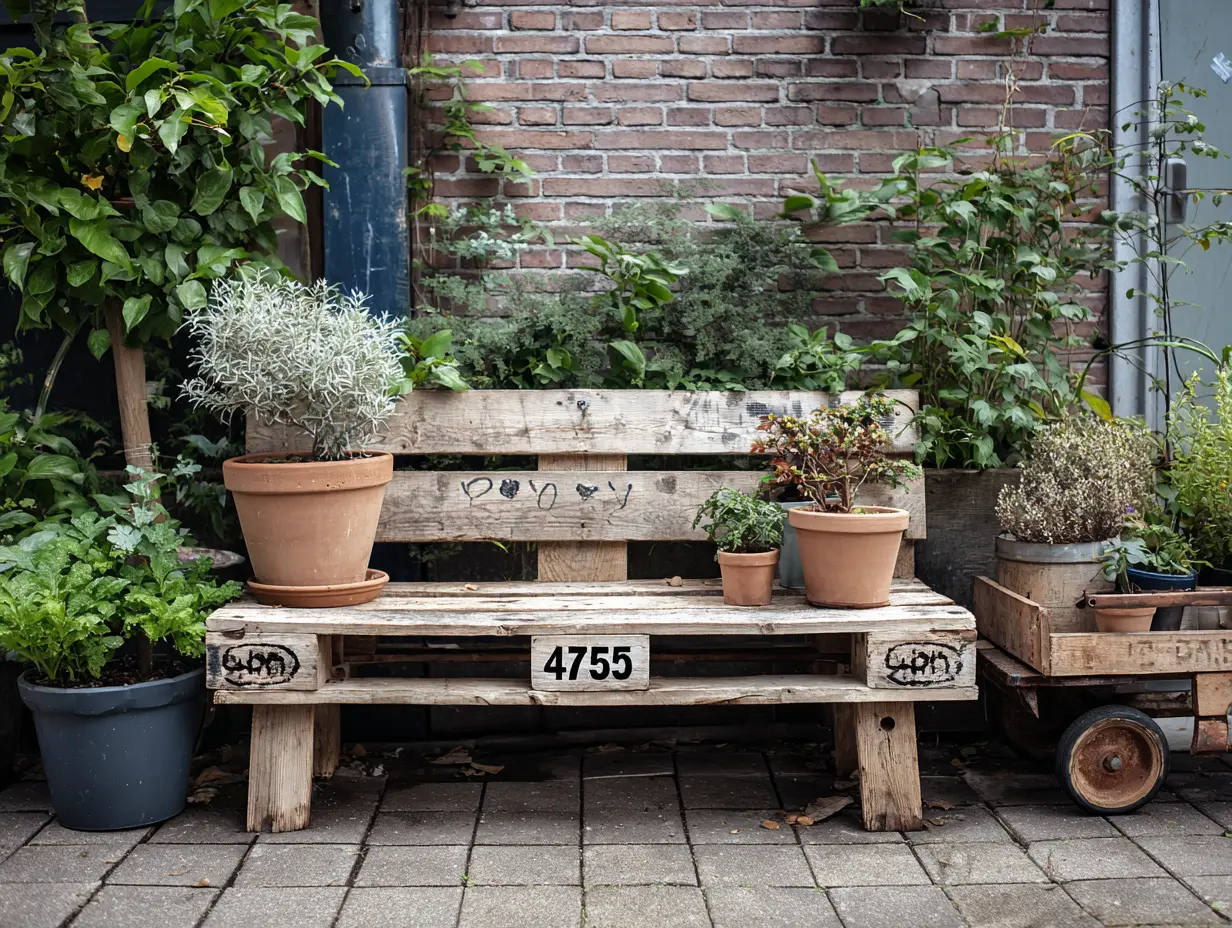Create a Pallet Garden Bench to Place Planters in Your Garden