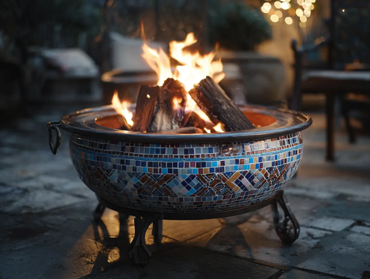 Use a Large Ceramic Fire Pit for an Artistic Touch
