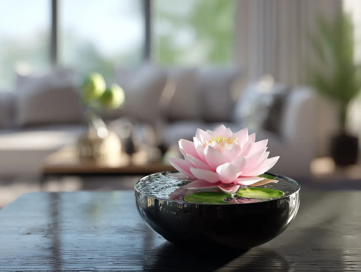 Use a Water Bowl to Display a Floating Lotus or Water Hyacinth