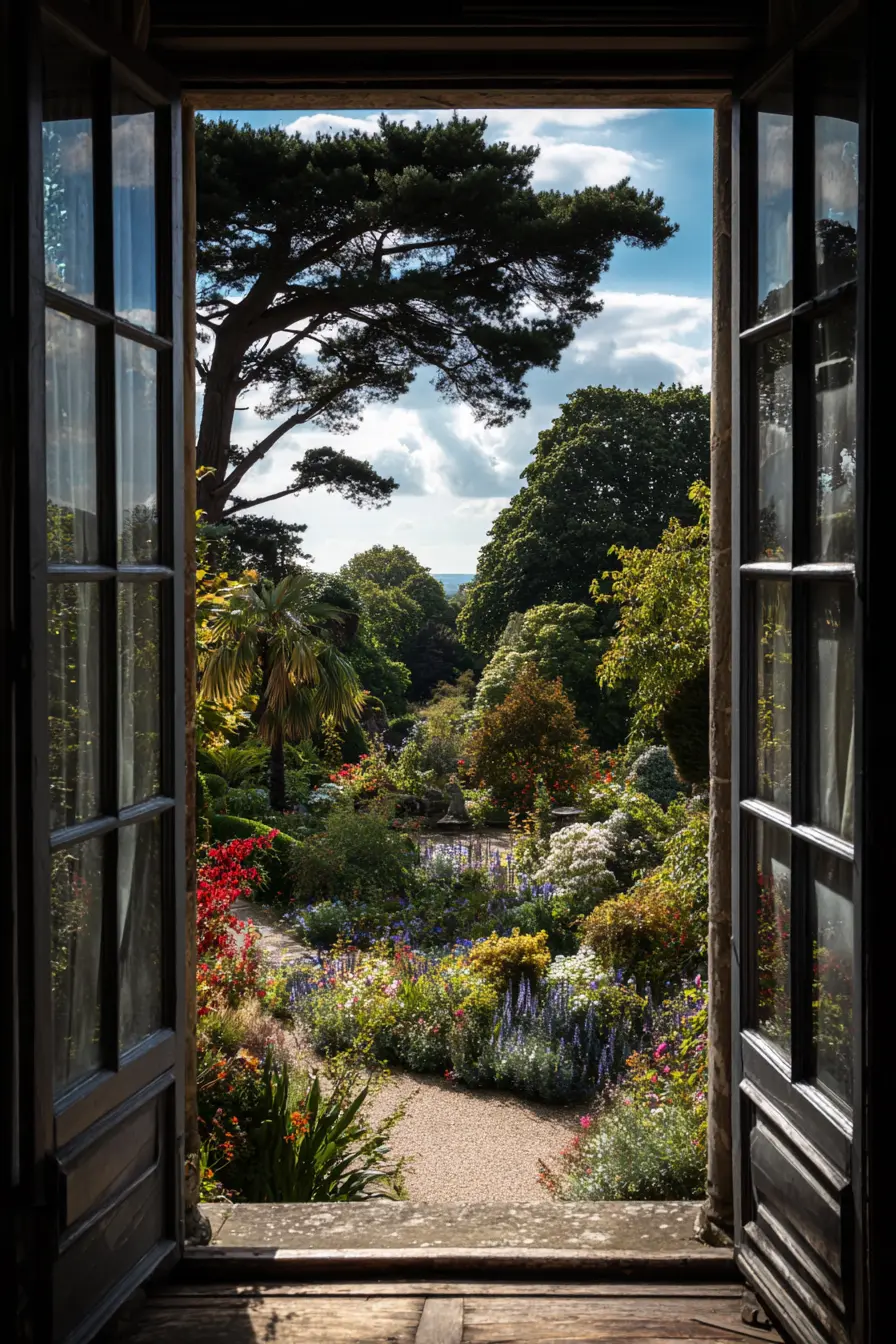Rustic Double Doors Opening to a Garden Oasis