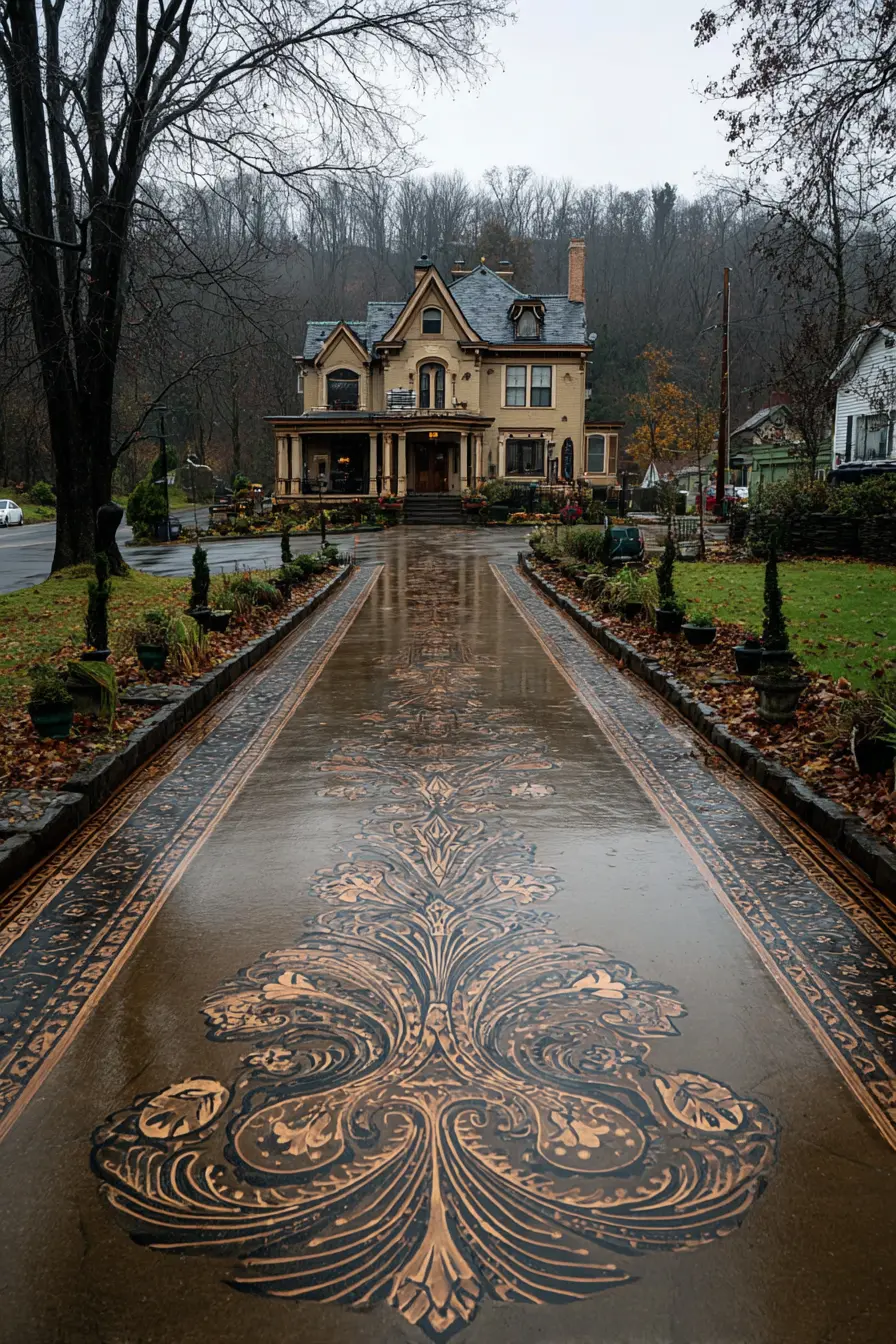 Ornamental Stamped Concrete Driveway Design