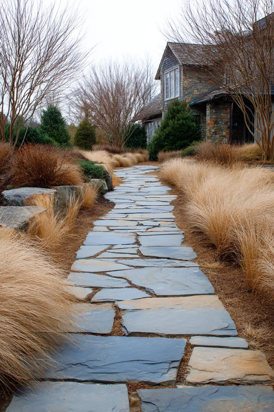 Natural Flagstone Block Paved Driveway